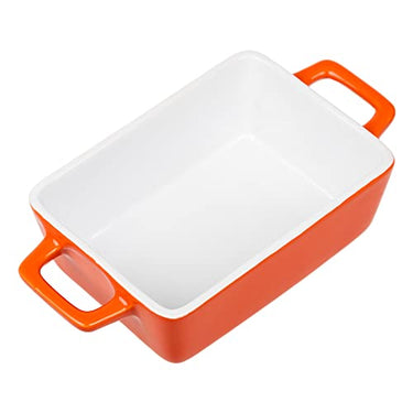 Invero Kleine einzelne Auflaufform aus Steingut, rechteckig, mit Griffen, ideal zum Backen von Lasagne, Kuchen, Aufläufen, Tapas, Nudeln und mehr, Orange im Sale